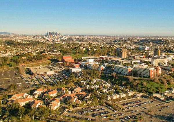 An aerial view of the Cal State LA campus.